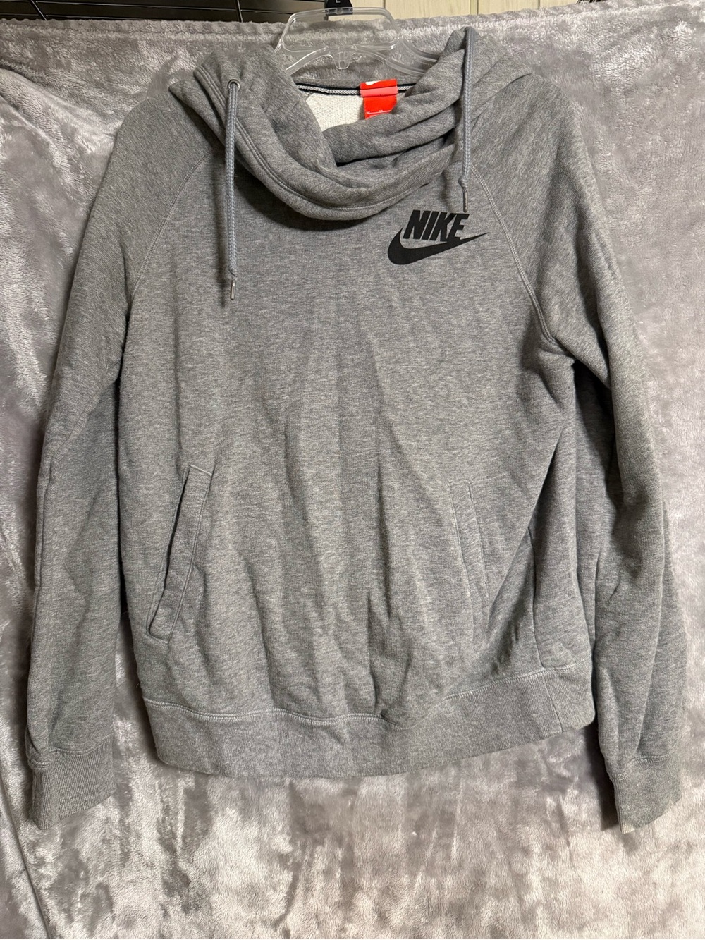 Nike Funnel Neck Women's Gray Pullover Hoodie Sweatshirt